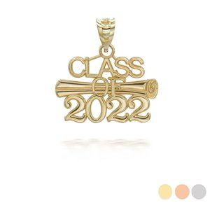 10K Solid Gold Class of 2022 Graduation Diploma Pendant - Yellow, Rose, or White